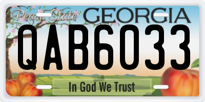 GA license plate QAB6033