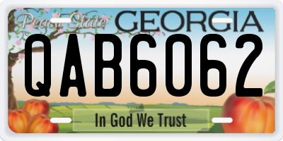 GA license plate QAB6062