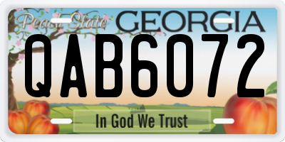 GA license plate QAB6072