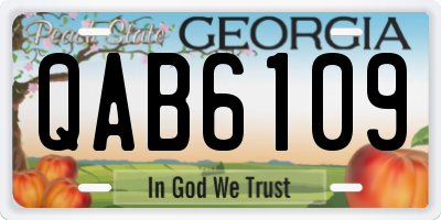 GA license plate QAB6109