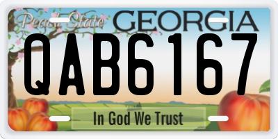 GA license plate QAB6167