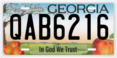 GA license plate QAB6216