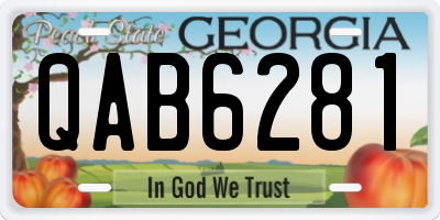 GA license plate QAB6281