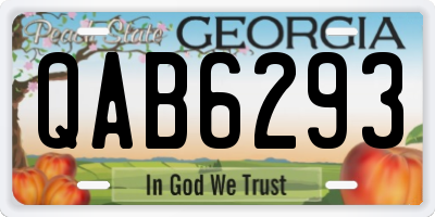 GA license plate QAB6293