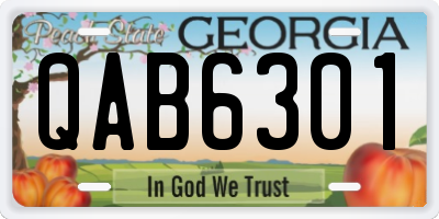 GA license plate QAB6301