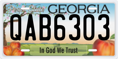 GA license plate QAB6303