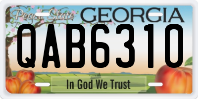 GA license plate QAB6310