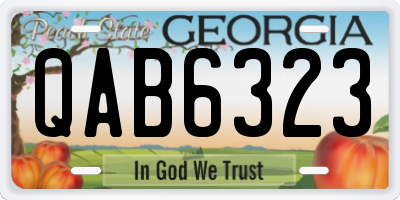 GA license plate QAB6323
