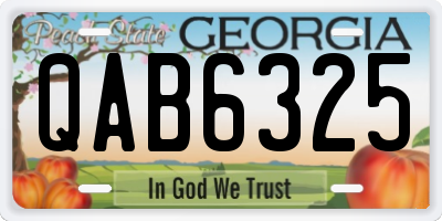 GA license plate QAB6325