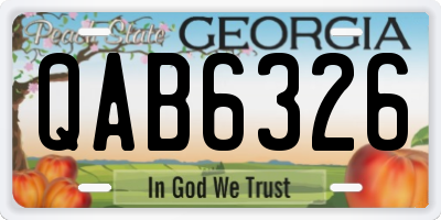 GA license plate QAB6326