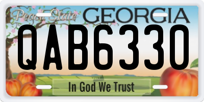 GA license plate QAB6330