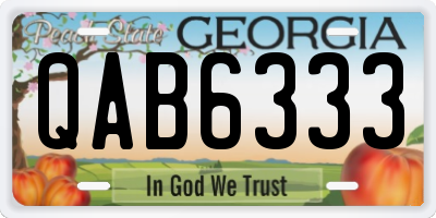 GA license plate QAB6333