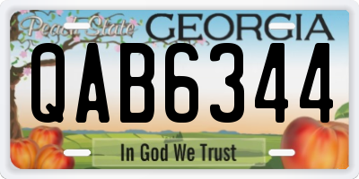 GA license plate QAB6344