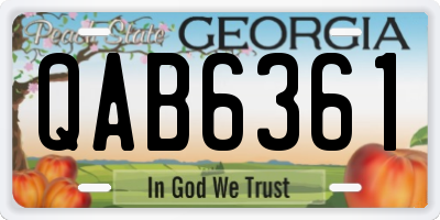 GA license plate QAB6361