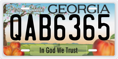 GA license plate QAB6365