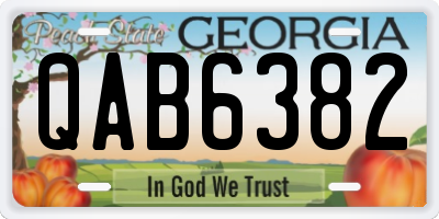 GA license plate QAB6382