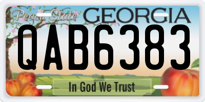 GA license plate QAB6383