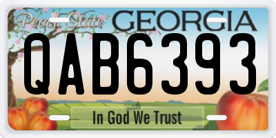 GA license plate QAB6393