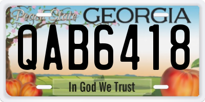 GA license plate QAB6418