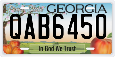 GA license plate QAB6450