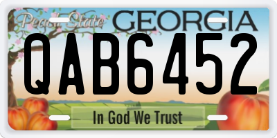 GA license plate QAB6452