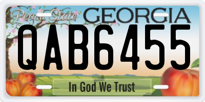 GA license plate QAB6455