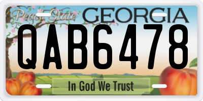 GA license plate QAB6478