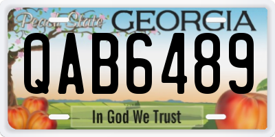 GA license plate QAB6489