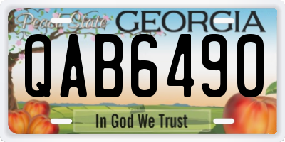 GA license plate QAB6490