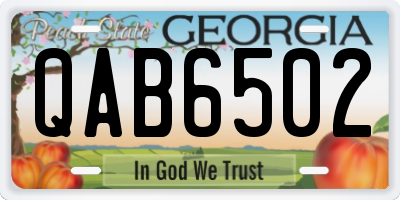GA license plate QAB6502