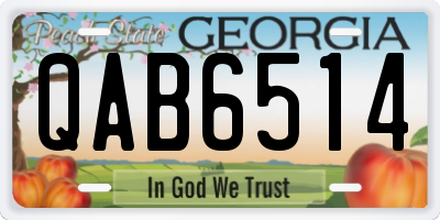 GA license plate QAB6514