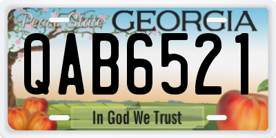 GA license plate QAB6521