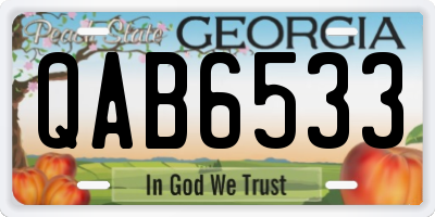 GA license plate QAB6533