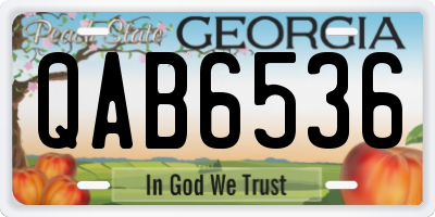 GA license plate QAB6536