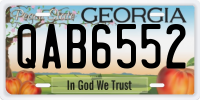 GA license plate QAB6552