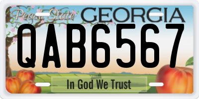 GA license plate QAB6567