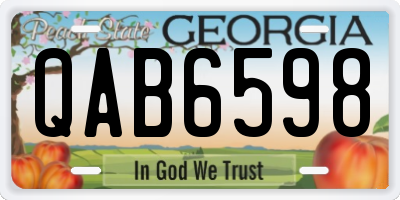 GA license plate QAB6598