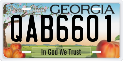 GA license plate QAB6601