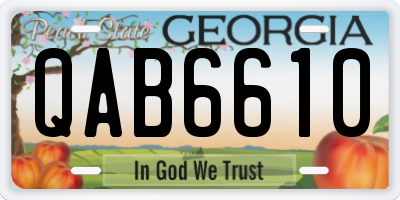 GA license plate QAB6610