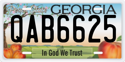 GA license plate QAB6625