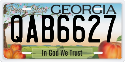 GA license plate QAB6627