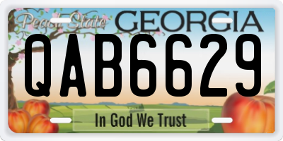 GA license plate QAB6629