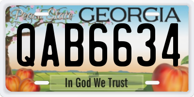 GA license plate QAB6634