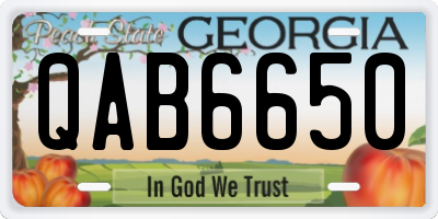 GA license plate QAB6650