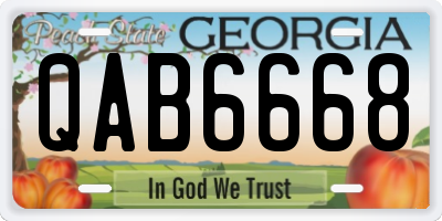 GA license plate QAB6668