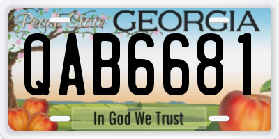GA license plate QAB6681