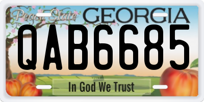 GA license plate QAB6685