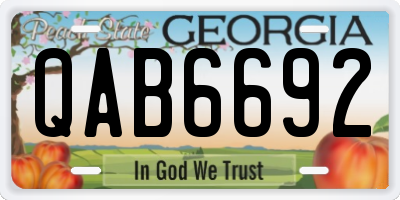 GA license plate QAB6692