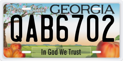 GA license plate QAB6702