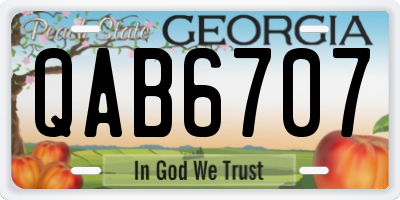 GA license plate QAB6707